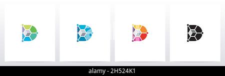 Cube With Nodes On Letter Logo Design D Stock Vector