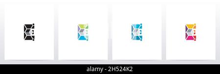 Cube With Nodes On Letter Logo Design E Stock Vector