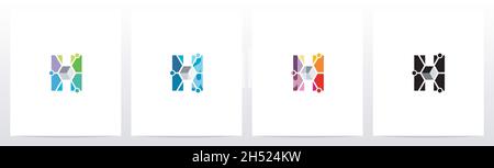 Cube With Nodes On Letter Logo Design H Stock Vector