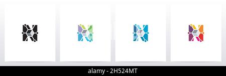 Cube With Nodes On Letter Logo Design N Stock Vector