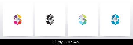 Cube With Nodes On Letter Logo Design S Stock Vector