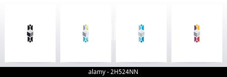 Cube With Nodes On Letter Logo Design I Stock Vector