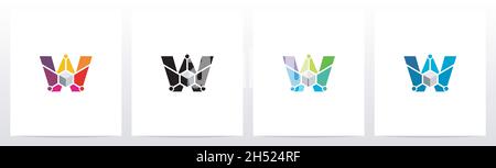 Cube With Nodes On Letter Logo Design W Stock Vector