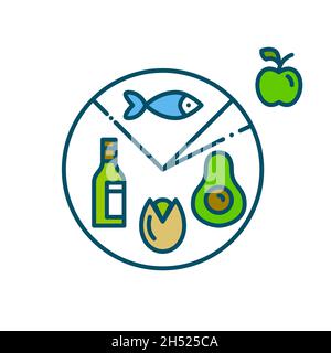 Ketogenic low carb with fat prevalence diet in a pie chart infographic. Pixel perfect, editable stroke colorful icon Stock Vector