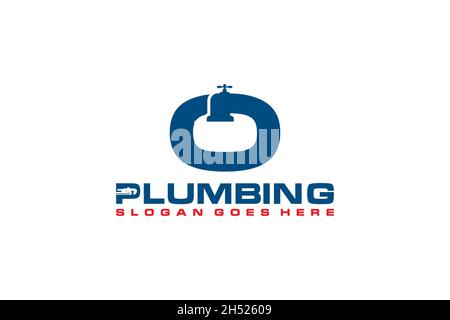 O Initial for Plumbing Service Logo Template, Water Service Logo icon. Stock Vector