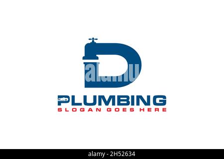 D Initial for Plumbing Service Logo Template, Water Service Logo icon. Stock Vector