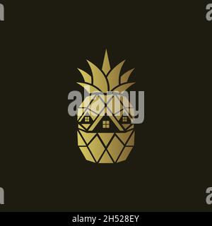 vector, illustrations. collaboration of pineapple logo with house logo with modern and masculine style. home decoration logo. Stock Vector