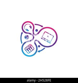 vector, illustrations. cool music logo set. music industry. Stock Vector