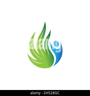 vector, illustrations. logo shape line a marijuana leaf and happy people. medicine logo. Stock Vector