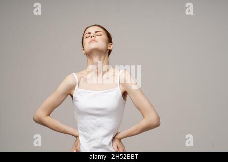 woman groin pain intimate illness gynecology isolated background
