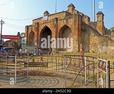 01 08 2018 Stone Stapes Jatpura Gate From Inside Moharli Chandrapur Maharashtra India Stock Photo