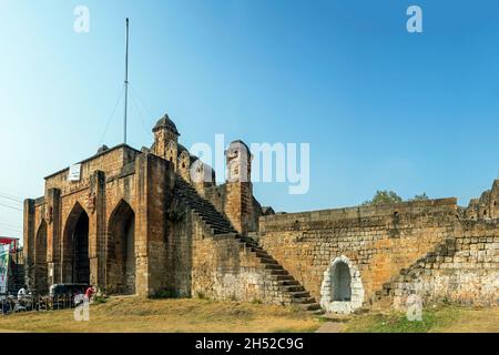 01 08 2018 Stone Stapes Jatpura Gate From Inside Moharli Chandrapur Maharashtra India Stock Photo