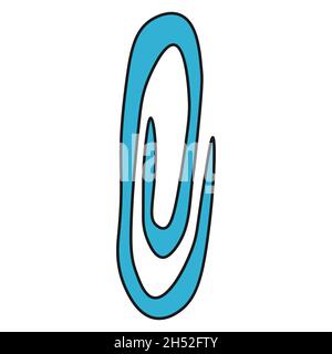 School paper clip in Doodle style. illustration. Stock Photo