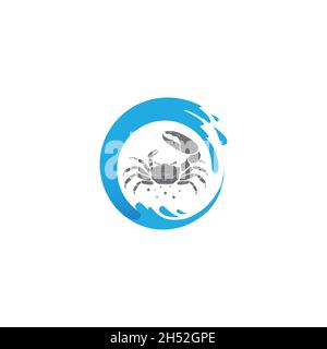logo with crab wave shape. great for surf logos, food and others. Stock Vector