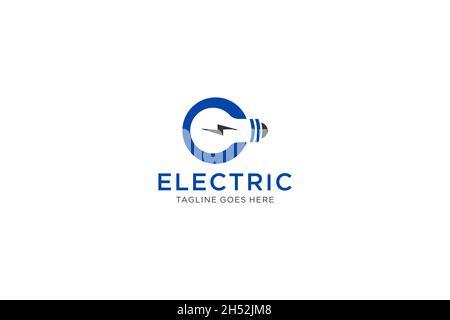 C Letter Logo Design With Light bulb and lightning bolt. Electric Bolt Letter. Stock Vector