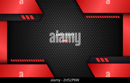 Gaming Background Red Black carbon Hexagonal net Stock Vector