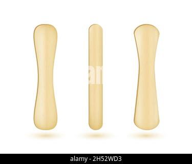 Popsicle sticks, Ice cream wooden elements set. Stock Vector