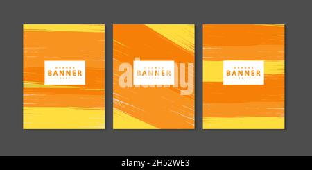 Orange Grunge Brush Stroke Watercolor Stock Vector