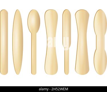 Popsicle sticks, Ice cream wooden elements set. Stock Vector