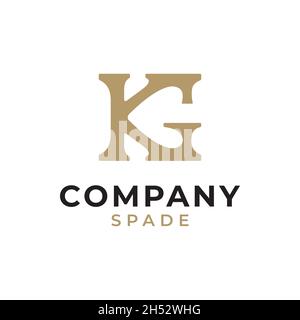 Title: golden luxury Initial Letter KG and Spade Logo Design Vector Stock Vector