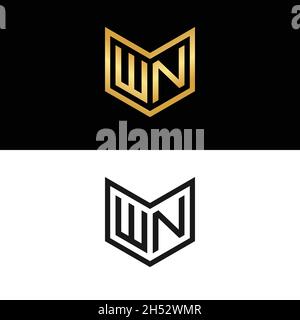 golden initial letter WN logo design vector Stock Vector