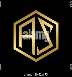 golden initial letter AZ hexagon logo design vector Stock Vector