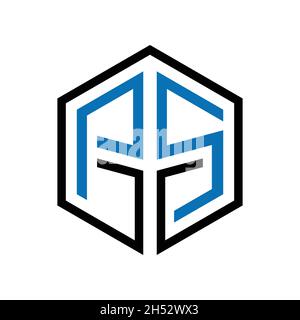 initial letter PS spartan helmet line art logo design vector Stock Vector