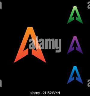 initial letter A arrow gradient logo design vector Stock Vector