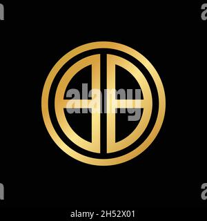 golden initial letter BB circle logo design vector Stock Vector