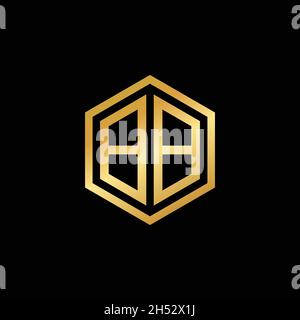 golden initial letter BB hexagon logo design vector Stock Vector