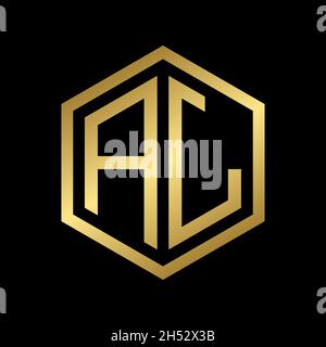 golden initial letter AJ hexagon logo design vector Stock Vector