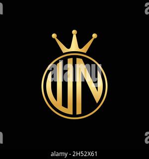golden initial letter WN circle with crown logo design vector Stock Vector