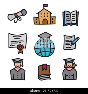 illustration of the education and knowledge icons set Stock Vector