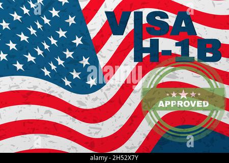 H-1b Visa USA banner, Non-Immigration specialist visa for foreign workers in the specialty. Stock Vector