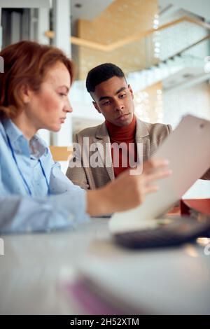 Multiethnic business people working together in the office Stock Photo