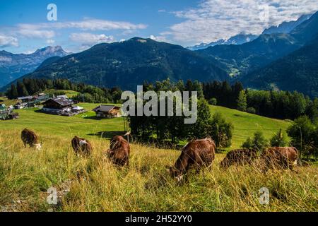 Scenic landscape of Saint Nicolas de Verosce in Haute Savoie, France Stock Photo