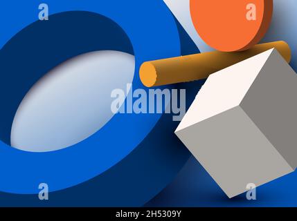 3D realistic geometric decoration graphic minimal design. Vector illustration Stock Vector
