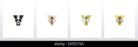 Bee On Letter Logo Design Y Stock Vector