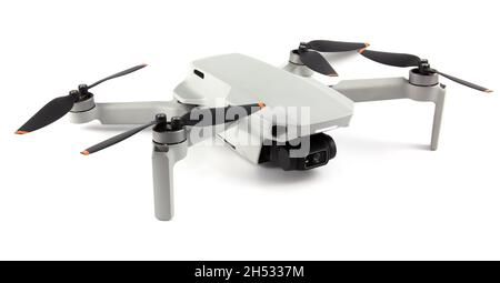 Gray drone isolated on white background Stock Photo