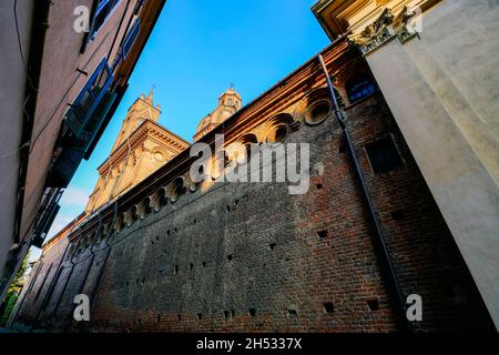 View parish church of Saint John the Baptist in Bra Old Town, province of Cuneo, region of Piedmont, northern Italy. Stock Photo