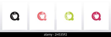 Apple On Letter Logo Design Q Stock Vector