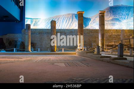 GAZIANTEP, TURKEY - OCTOBER 25, 2021: Zeugma Mosaic Museum interior view. Gaziantep, Turkey. Biggest mosaic museum in the world. Stock Photo