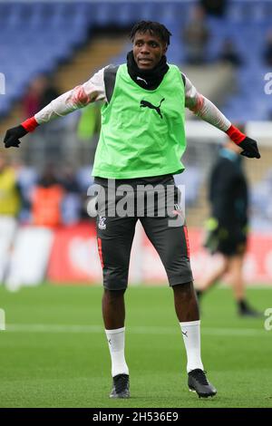 London, UK. 06th Nov, 2021. Wilfried Zaha of Crystal Palace warms up during the Premier League match between Crystal Palace and Wolverhampton Wanderers at Selhurst Park, London, England on 6 November 2021. Photo by Ken Sparks. Editorial use only, license required for commercial use. No use in betting, games or a single club/league/player publications. Credit: UK Sports Pics Ltd/Alamy Live News Stock Photo