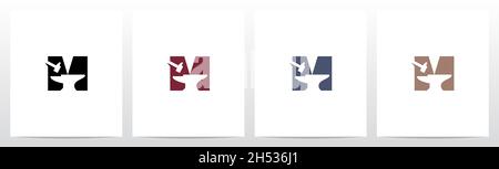 Anvil And Hammer On Letter Logo Design M Stock Vector