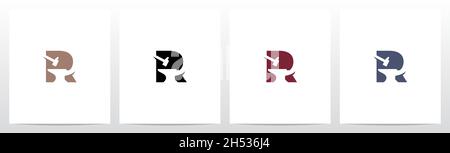 Anvil And Hammer On Letter Logo Design R Stock Vector