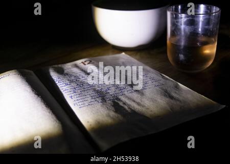 concept of nocturnal thoughts reported in a diary Stock Photo