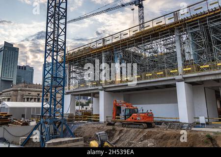 Construction site of the new Museum of Modern Art on Parade Square in center of Warsaw, capital city of Poland Stock Photo
