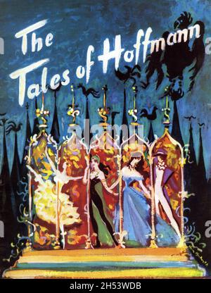 Front Cover of British Brochure with Artwork by HEIN HECKROTH for THE TALES OF HOFFMANN 1951 directed written and produced by MICHAEL POWELL and EMERIC PRESSBURGER music by Jacques Offenbach English libretto Dennis Arundell conductor Sir Thomas Beecham production design Hein Heckroth costume design Ivy Baker and Hein Heckroth choreographer Frederick Ashton The Archers / Vega Film Productions / British Lion Film Corporation Stock Photo