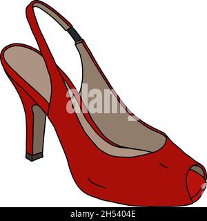 Red shoe with high heel, illustration, vector on white background Stock ...