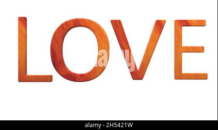 Orange Red Love Word Letters Stock Vector